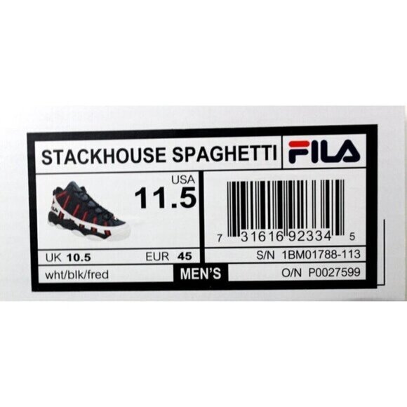 Fila Men Shoes Stackhouse Spaghetti Basketball Logo 1BM01788 113 White Sz 11.5 - Picture 2 of 16